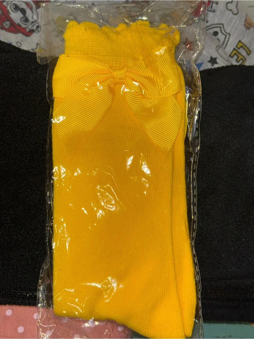 Yellow Bow Accent Knee-High Socks